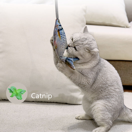 Interactive Plush Cat Fish Toy: Pet Airbag Teaser for Playful Fun with Mint Scent