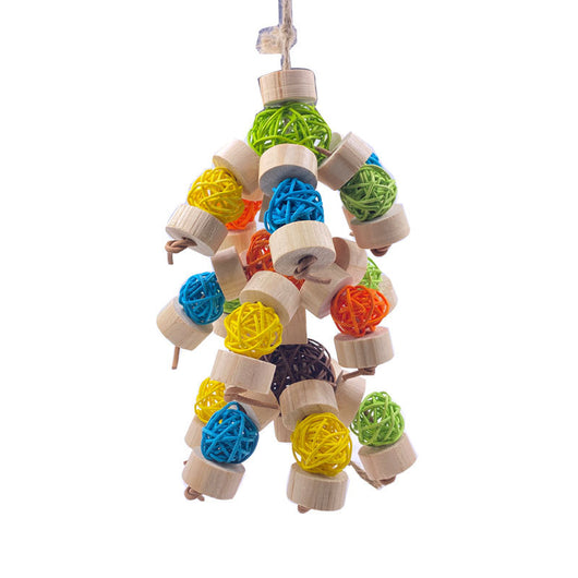 Wooden Bird Vine Ball Nibbling Toy with Bal for Cage Accessories