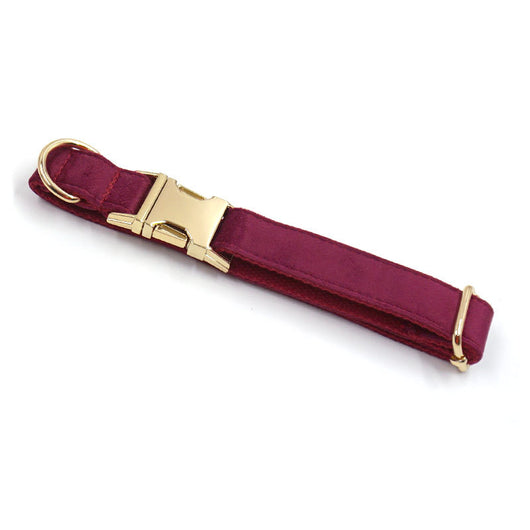 Burgundy Velvet Pet Collar for Dogs - Soft and Comfortable