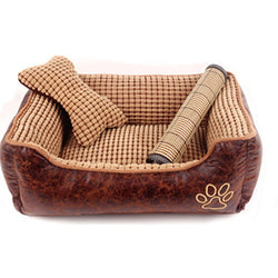 Comfortable Kennel Bed for Dogs with Free Bone, Blanket and Summer Mat