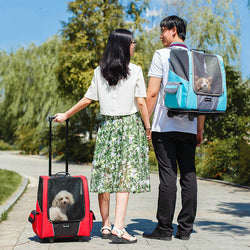 Portable Small Pet Wheel Carrier Backpack for Dogs and Cats - Breathable, Multi-Functional Travel Bag 🐱