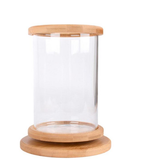 Eco-Friendly Bamboo Base Glass Aquarium for Small Spaces