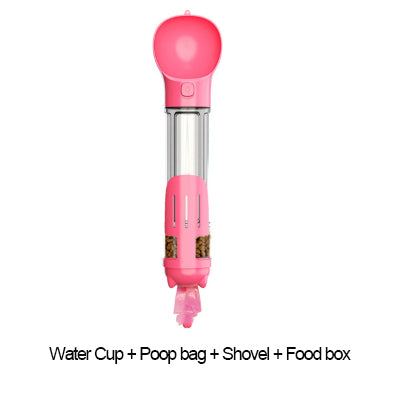 Leak-Proof, 3-in-1 Portable Pet Water Bottle, Food Feeder, and Poop Dispenser for Cats and Dogs