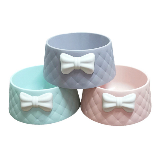 Cute Bow Design Cat and Dog Bowl made with PP Plastic