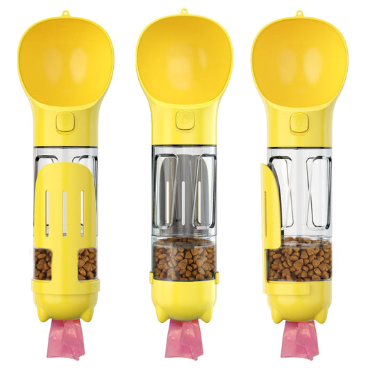 Leak-Proof, 3-in-1 Portable Pet Water Bottle, Food Feeder, and Poop Dispenser for Cats and Dogs