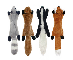 Pet Plush Molar Toy Skinny Peltz - No Stuffing Squeaky Plush Toy with Animal Sounds