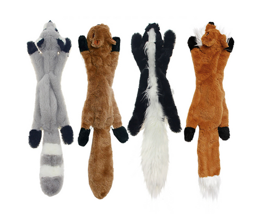 Pet Plush Molar Toy Skinny Peltz - No Stuffing Squeaky Plush Toy with Animal Sounds