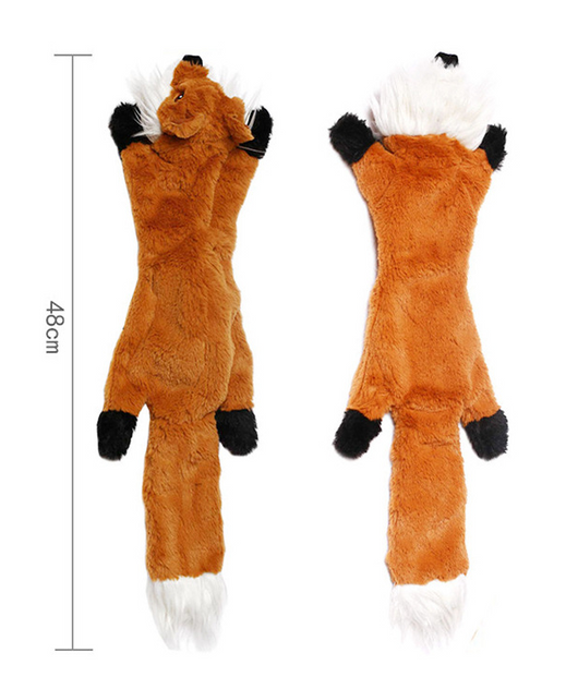 Pet Plush Molar Toy Skinny Peltz - No Stuffing Squeaky Plush Toy with Animal Sounds