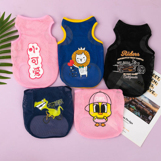 Adorable Mesh Dog Vest with Cartoon Design | Breathable Polyester Material