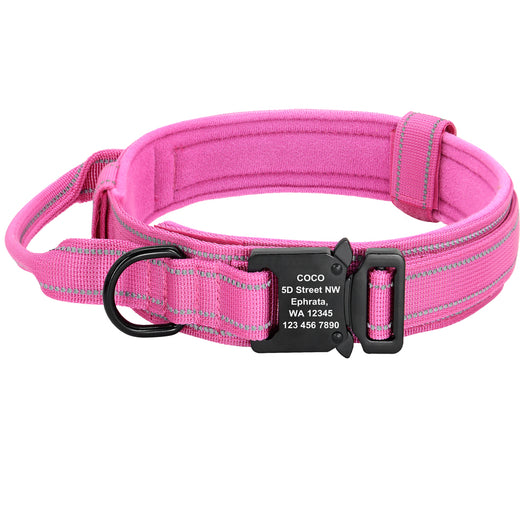 Adjustable Nylon Dog Collar with Reflective Elements and Camouflage Design