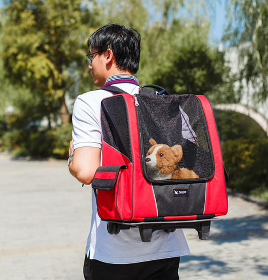Portable Small Pet Wheel Carrier Backpack for Dogs and Cats - Breathable, Multi-Functional Travel Bag 🐱