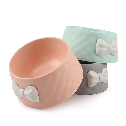 Cute Bow Design Cat and Dog Bowl made with PP Plastic