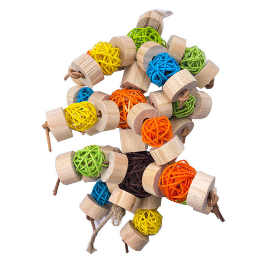 Wooden Bird Vine Ball Nibbling Toy with Bal for Cage Accessories