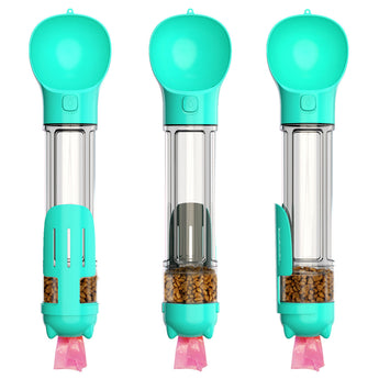 Leak-Proof, 3-in-1 Portable Pet Water Bottle, Food Feeder, and Poop Dispenser for Cats and Dogs