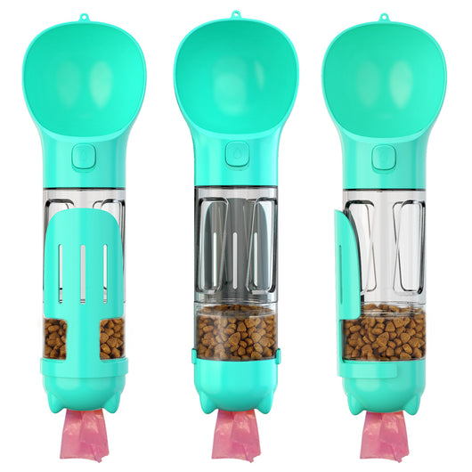Leak-Proof, 3-in-1 Portable Pet Water Bottle, Food Feeder, and Poop Dispenser for Cats and Dogs