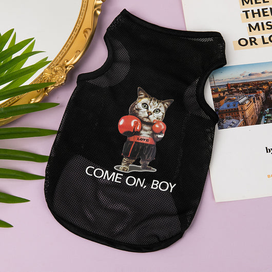 Adorable Mesh Dog Vest with Cartoon Design | Breathable Polyester Material