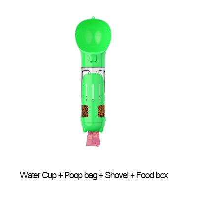 Leak-Proof, 3-in-1 Portable Pet Water Bottle, Food Feeder, and Poop Dispenser for Cats and Dogs