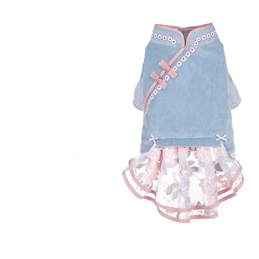 Casual Pet Cat Clothes with Bow Skirt and One-piece Dress