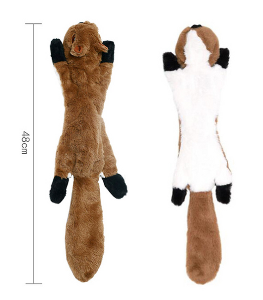 Pet Plush Molar Toy Skinny Peltz - No Stuffing Squeaky Plush Toy with Animal Sounds