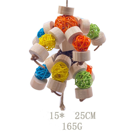 Wooden Bird Vine Ball Nibbling Toy with Bal for Cage Accessories