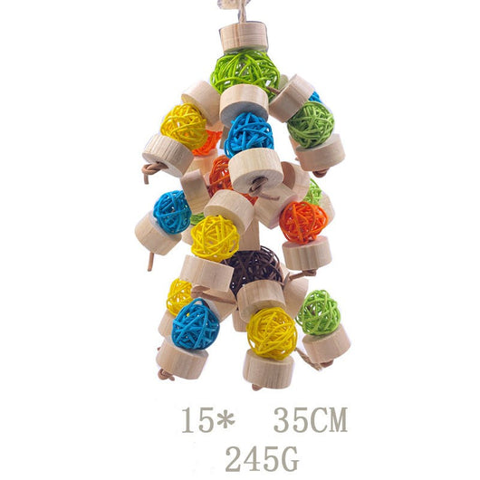 Wooden Bird Vine Ball Nibbling Toy with Bal for Cage Accessories