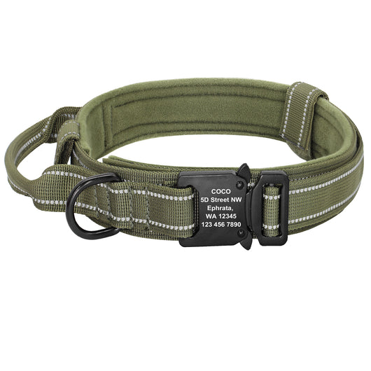 Adjustable Nylon Dog Collar with Reflective Elements and Camouflage Design