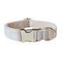 Milky White Velvet Dog Collar with Alloy Buckle