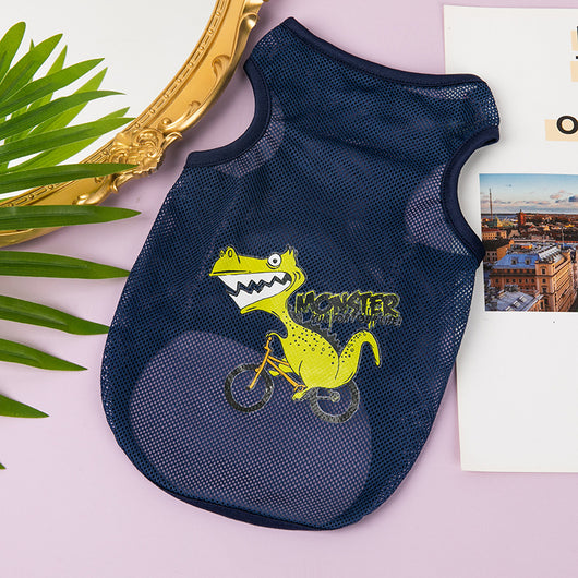 Adorable Mesh Dog Vest with Cartoon Design | Breathable Polyester Material