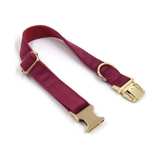 Burgundy Velvet Pet Collar for Dogs - Soft and Comfortable