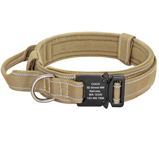 Adjustable Nylon Dog Collar with Reflective Elements and Camouflage Design