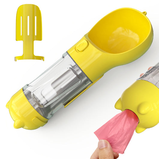 Leak-Proof, 3-in-1 Portable Pet Water Bottle, Food Feeder, and Poop Dispenser for Cats and Dogs