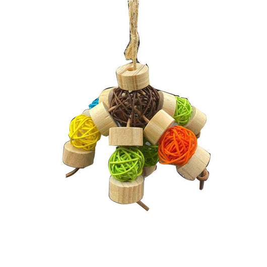 Wooden Bird Vine Ball Nibbling Toy with Bal for Cage Accessories