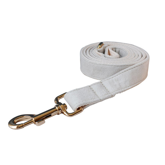 Milky White Velvet Dog Collar with Alloy Buckle