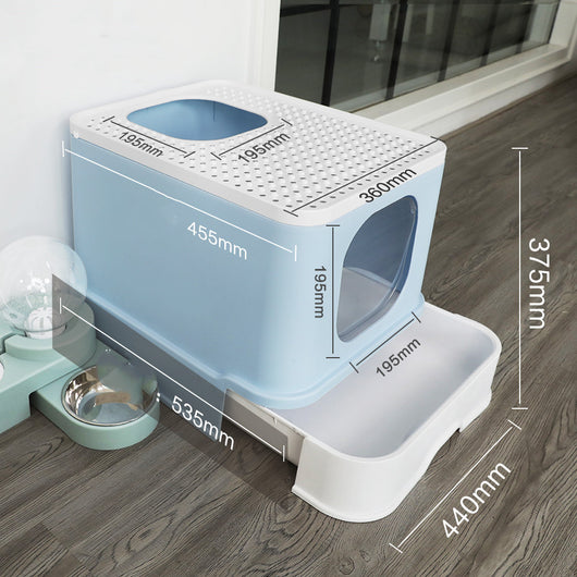 Large Enclosed Drawer Cat Litter Box with Easy Cleaning