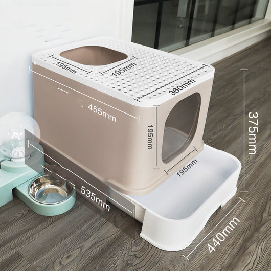 Large Enclosed Drawer Cat Litter Box with Easy Cleaning