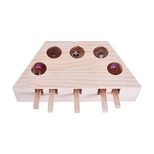 Premium Wooden Cat Toy: Funny Whack-A-Mole Mouse Game for Endless Pet Entertainment