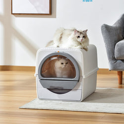 Semi-Automatic Deodorizing Cat Litter Box - Semi-Enclosed Design for Pets