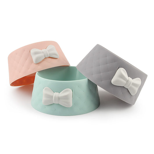 Cute Bow Design Cat and Dog Bowl made with PP Plastic