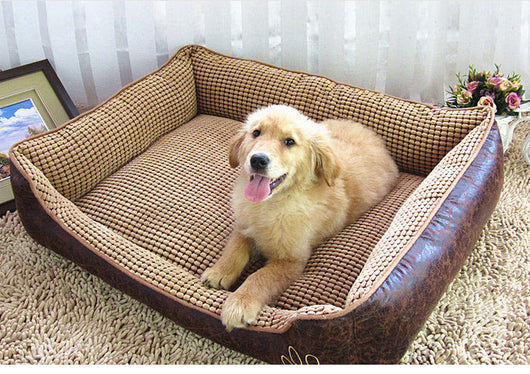 Comfortable Kennel Bed for Dogs with Free Bone, Blanket and Summer Mat