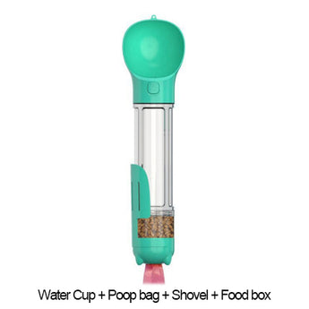 Leak-Proof, 3-in-1 Portable Pet Water Bottle, Food Feeder, and Poop Dispenser for Cats and Dogs