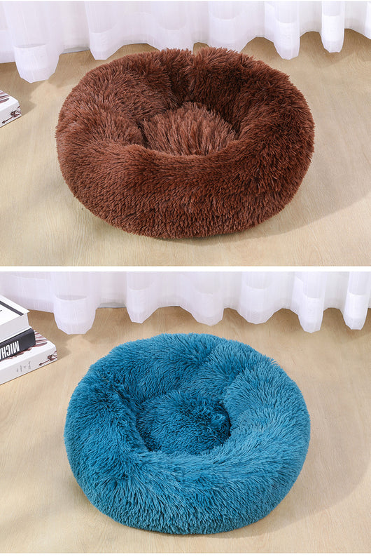 Round Plush Pet Bed for Dogs and Cats - Suitable for Small, Medium, and Large Breeds