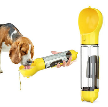 Leak-Proof, 3-in-1 Portable Pet Water Bottle, Food Feeder, and Poop Dispenser for Cats and Dogs